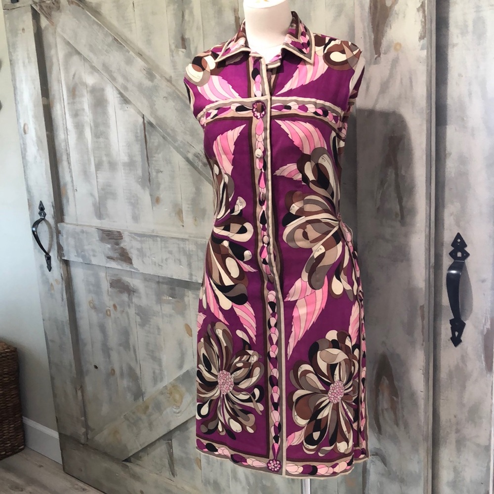 Vintage Emilio Pucci floral sleeveless coat dress - Picture 1 of 16